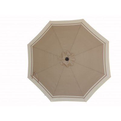 Premium Market Outdoor Patio Umbrella (Crank & Tilt)- Tan with Cream Striped Border   